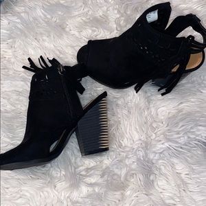 not rated open toe suede heels